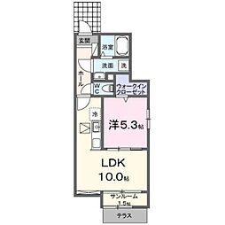 サンライズ 1階1LDKの間取り