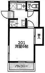 コーポエクセル 1Kの間取図画像