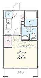 パルティール 1Kの間取図画像