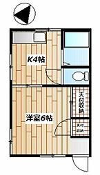 サンビレイ1 1Kの間取図画像