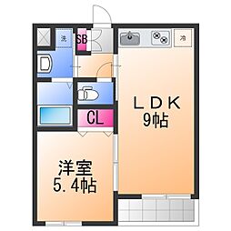 マンション橋野 1LDKの間取図画像