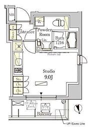 パークアクシス秋葉原イースト 8階ワンルームの間取り