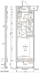 Log登戸Station side 1Kの間取図画像