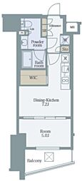 ザ・パークワンズ渋谷本町 1DKの間取図画像