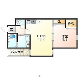 フジパレス西甲子園 1LDKの間取図画像