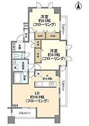 麻布市兵衛町ホームズ 2LDKの間取図画像