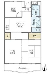 若尾山ハイツ 3DKの間取図画像