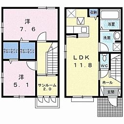 メゾンヨシマツIII 2LDKの間取図画像