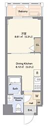 アーバハイツ六町1号館 1DKの間取図画像