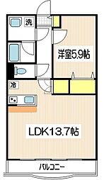 プランドールアイ 1LDKの間取図画像