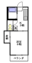 ドミール百人町 1Kの間取図画像