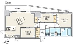 クレストコート北千住レジデンス 3LDKの間取図画像