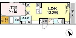 ドムスクレスト共和 1LDKの間取図画像