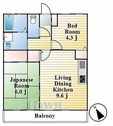プレステージ新井 2階2LDKの間取り