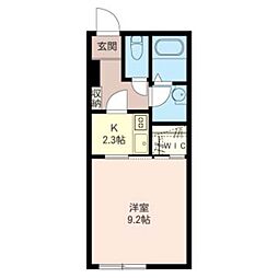 フワイエド2 1Kの間取図画像
