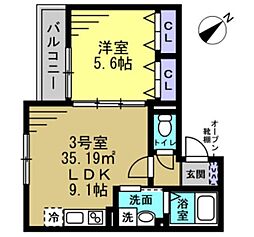 LUNIGHT都賀 1LDKの間取図画像