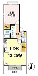 エスポワール2 1LDKの間取図画像