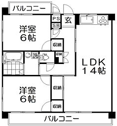 エスペーロ2 2LDKの間取図画像