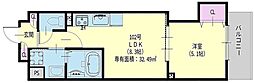 クリエオーレ新堂I 1LDKの間取図画像