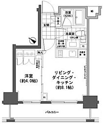 パークハビオ人形町 1LDKの間取図画像