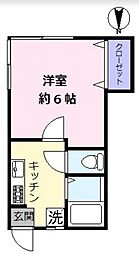 カーサ暁 1Kの間取図画像