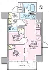 リビオメゾン浅草橋 1SLDKの間取図画像