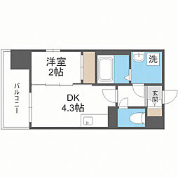 モダンパラッツォ大濠スクエア 1DKの間取図画像