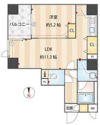 プレール・ドゥーク両国3 1LDKの間取図画像