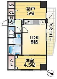 SDグランツ新神戸ステーションフロント 1SLDKの間取図画像