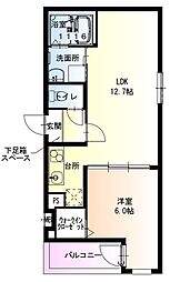 フジパレス沢良宜東I番館 1LDKの間取図画像