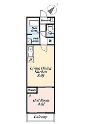 palmier 1階1LDKの間取り