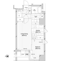 コンフォリア二番町 1LDKの間取図画像