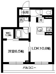 ヴィラデルソル 1LDKの間取図画像