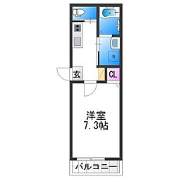 エスクード凪 3階1Kの間取り