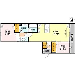 Noble raffiner戸塚東 A 2LDKの間取図画像