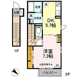アロサールK 1DKの間取図画像