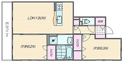 エルパティオB 2LDKの間取図画像