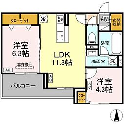 THE STATELY 子安町 2LDKの間取図画像
