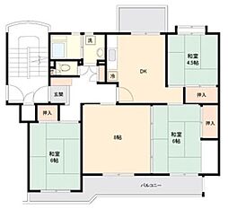 船橋グリーンハイツ1-4-4 4DKの間取図画像
