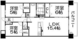 プラウド枚方 2LDKの間取図画像