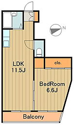 中島ビル3号 1LDKの間取図画像