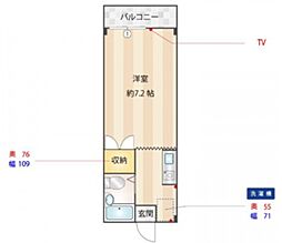 ロイヤル国立 1Kの間取図画像