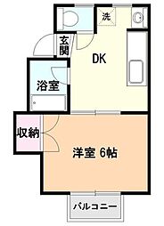 アップルハイム 1DKの間取図画像