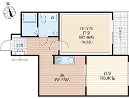 ラシクラス日暮里 2DKの間取図画像