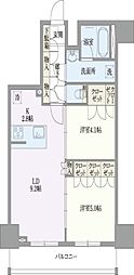 アジールコート汐浜キャナル 12階2LDKの間取り