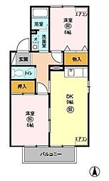 クロワール1 2DKの間取図画像