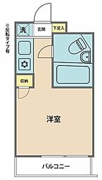 ジョイナス鷹の台 2階ワンルームの間取り
