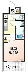 プレリス尼崎レーネヴィア 1Kの間取図画像