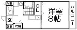 アメニティステーションヒガシヤマ 1Kの間取図画像