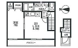 ヴェルドミール 2階1LDKの間取り